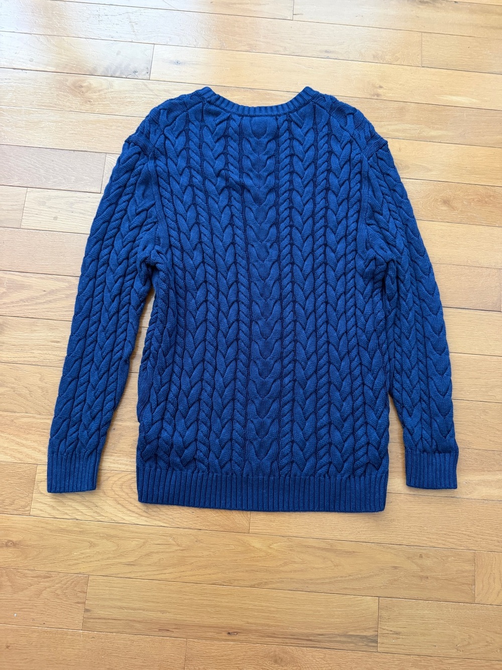 Mizzen+Main Blue Redford Cable Knit Crewneck Sweater Men Size L - Picture 3 of 8